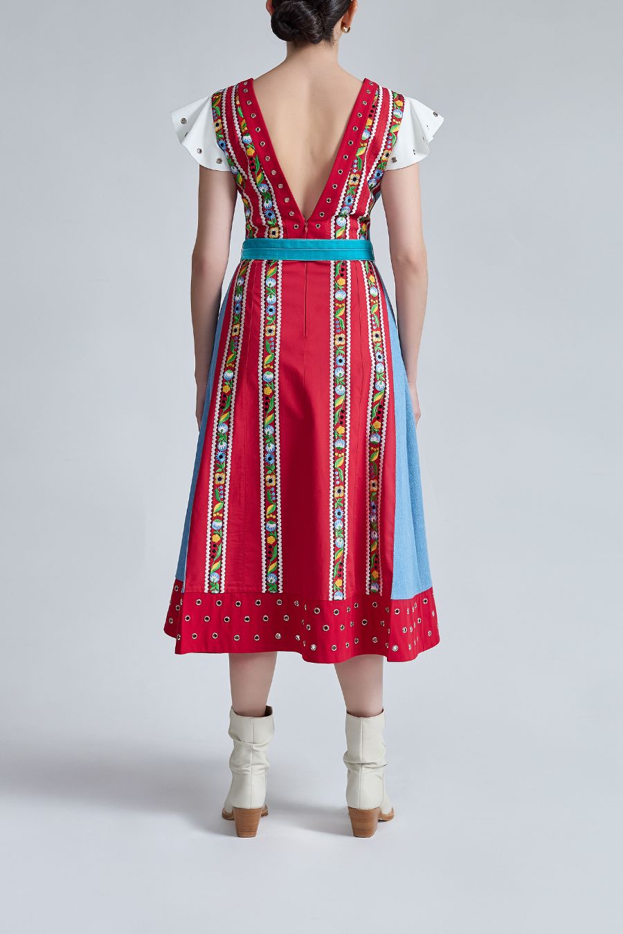 VESTIDO CON FLORES ROJO